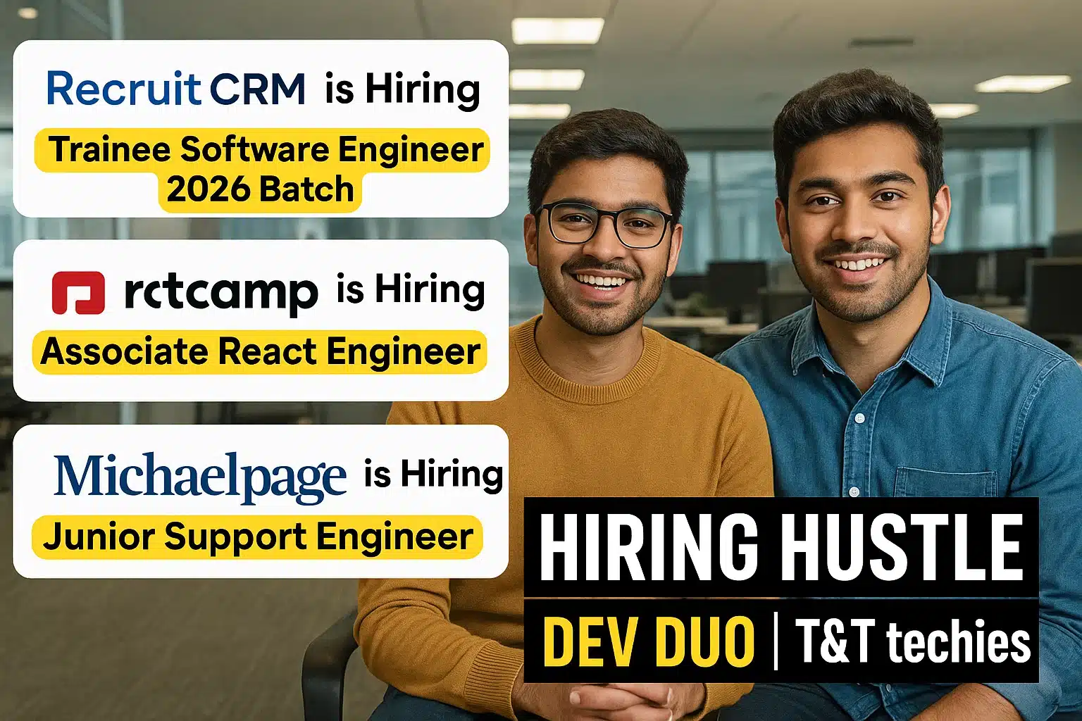 Top 3 startup companies hiring for Freshers